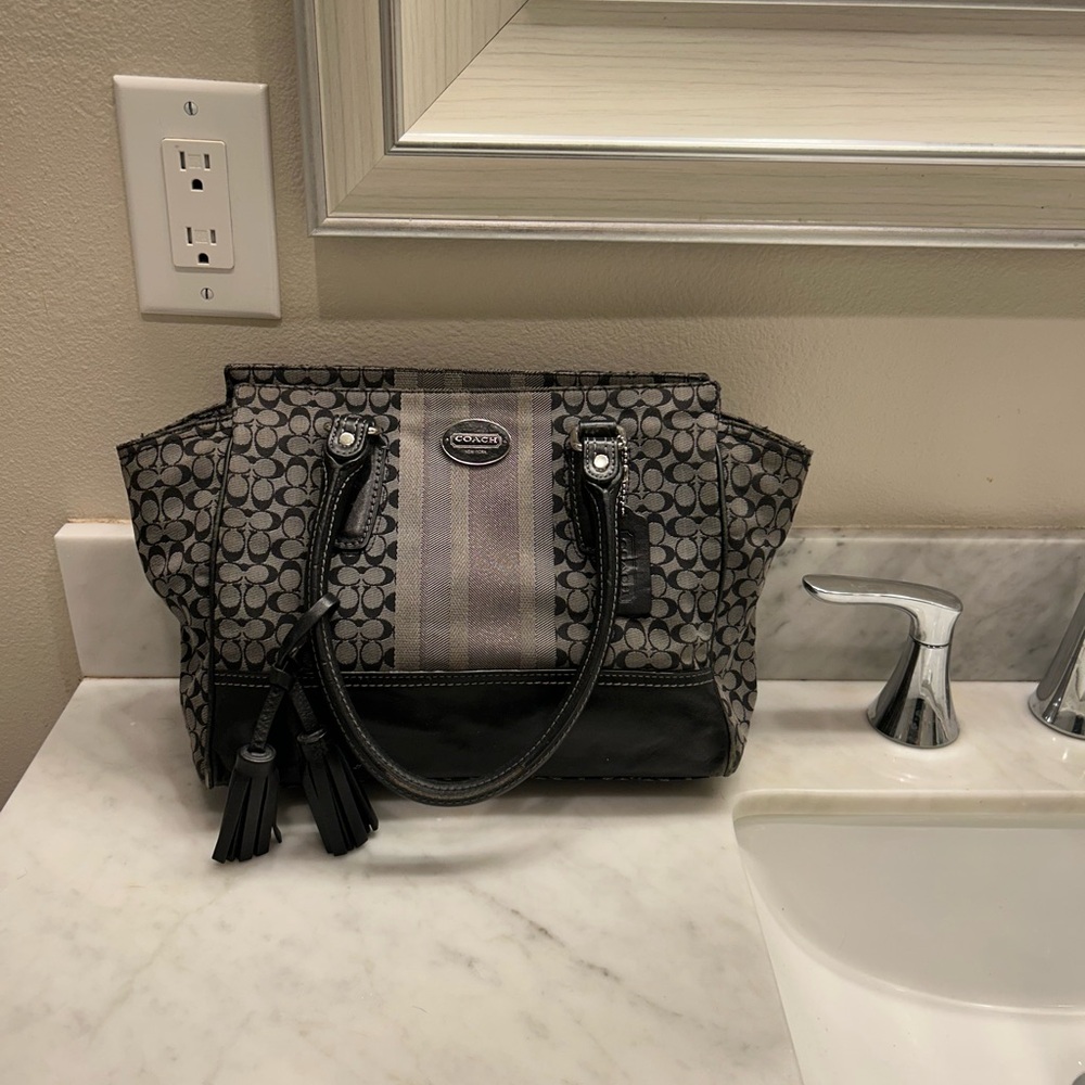 Coach Monogram Black and Gray Satchel